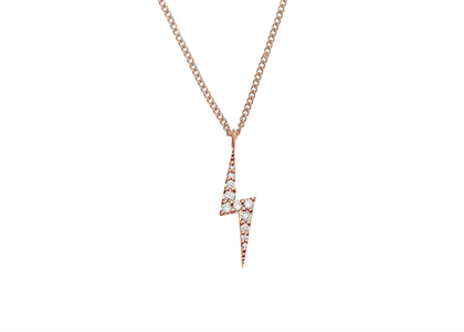 Rose Gold Plated CZ Studded Thunderbolt Fashion Pendant